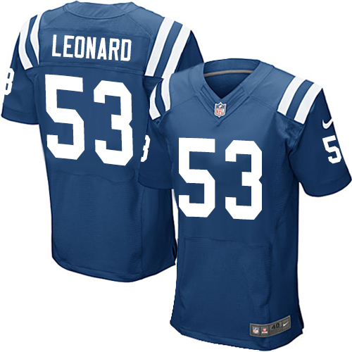 Nike Colts #53 Darius Leonard Royal Blue Team Color Men's Stitched NFL Elite Jersey - Click Image to Close